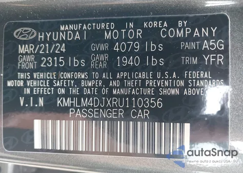 2024 Hyundai Elantra Hybrid Blue from USA, damaged, VIN KMHLM4DJXRU110356